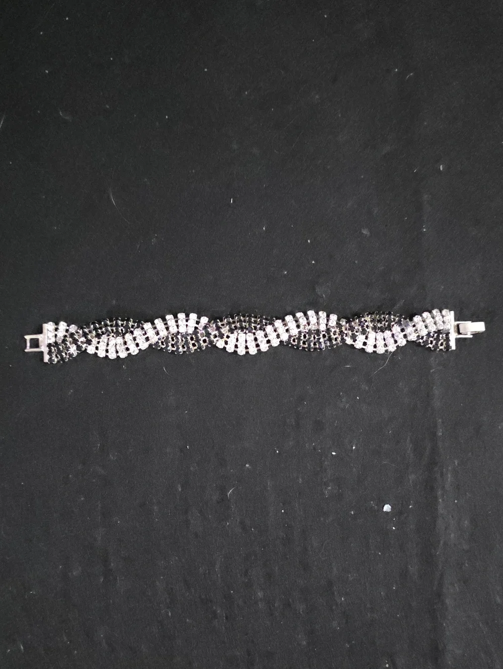 Crystal Wave Bracelet — Black & Silver Women's Jewelry